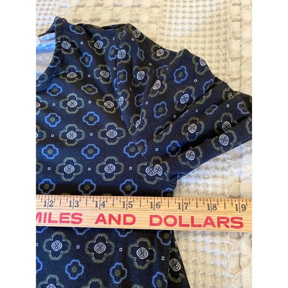 Derek Heart Dress Navy Blue Pattern Paisley Size  Small Long Sleeve 8% Spandex - Picture 10 of 11